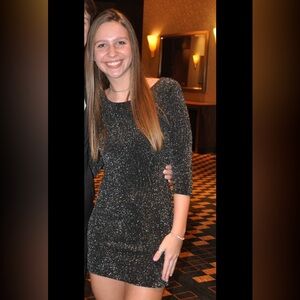 Black Sparkly Scoop Back Fitted Dress